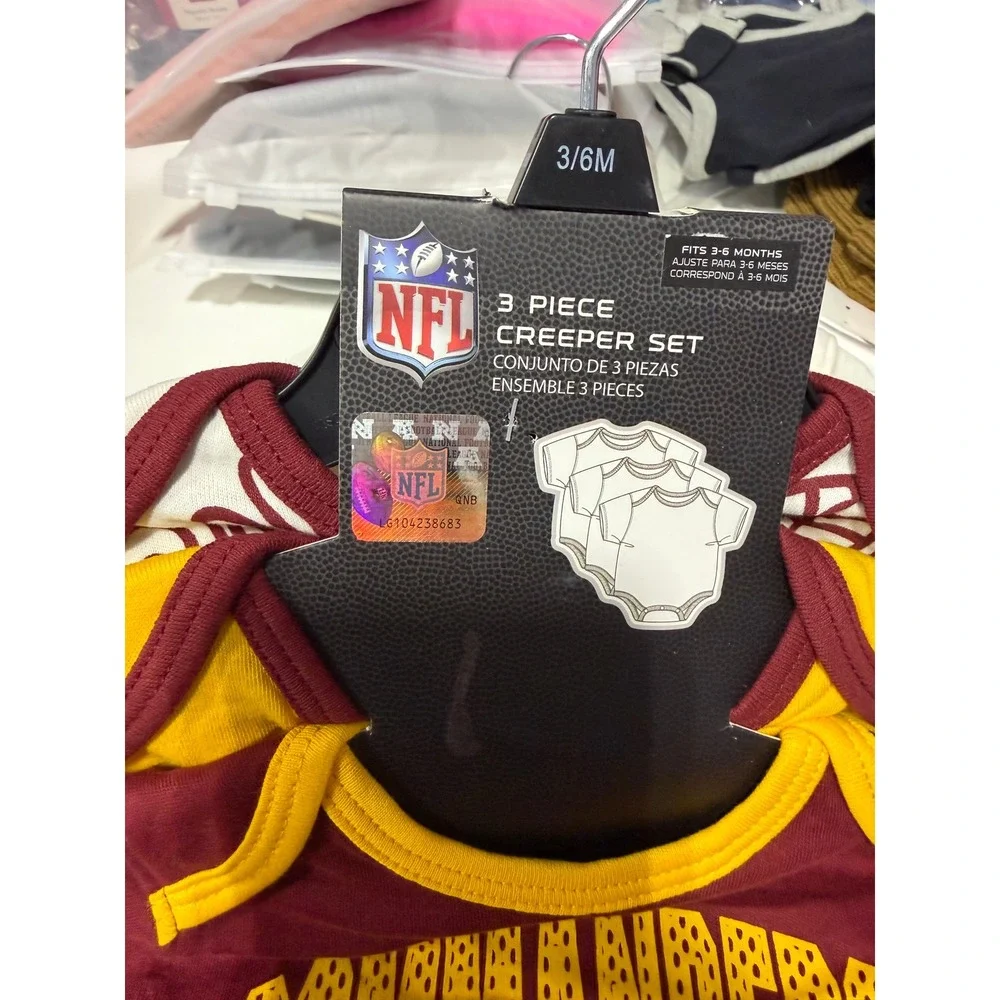 NFL 3 Piece Creeper Set Baby 3/6M Burgundy Washington Commanders NWT 9K1N1FH6P
